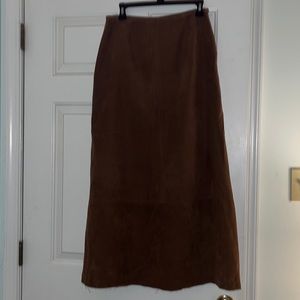Faux suede brown long skirt
